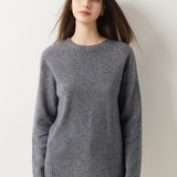 Pull à col rond sans couture 100 % laine mérinos