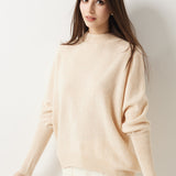 100% Merino Wool Mock Neck Batwing Sweater