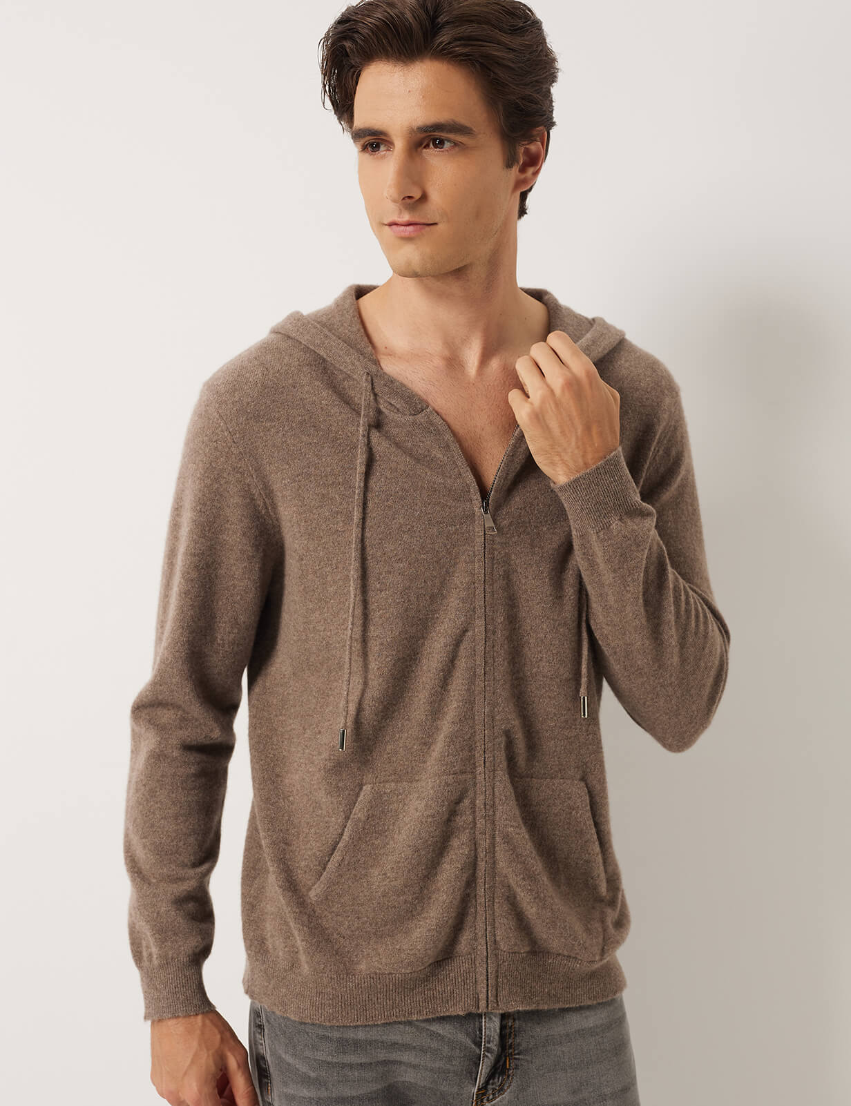 100% Cashmere Hoodies Knit Cardigan Sweater