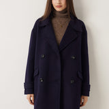 Double-Breasted 100% Merino Wool Mid Pea Coat