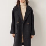 Double Breasted 100% Merino Wool Long Coat