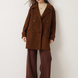 Double-Breasted 100% Merino Wool Mid Pea Coat