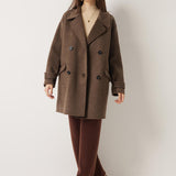 Double-Breasted 100% Merino Wool Mid Pea Coat