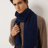 100% Cashmere Long Plaid Tassel Warm Knit Scarf