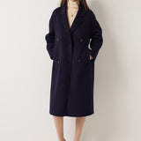 100% Merino Wool Double-Breasted Long Coat