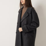 Double-Breasted 100% Merino Wool Mid Pea Coat