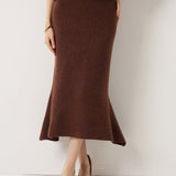 30% Cashmere 70% Merino Wool Knit Fishtail Skirt