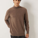 100% Cashmere Mock Neck Seamless Knit Sweater