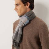 100% Cashmere Long Plaid Tassel Warm Knit Scarf