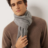 100% Cashmere Long Plaid Tassel Warm Knit Scarf