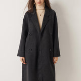 100% Merino Wool Double-Breasted Long Coat