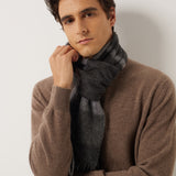 100% Cashmere Long Plaid Tassel Warm Knit Scarf