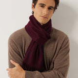 100% Cashmere Long Plaid Tassel Warm Knit Scarf