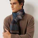 100% Cashmere Long Plaid Tassel Warm Knit Scarf