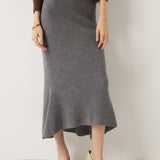30% Cashmere 70% Merino Wool Knit Fishtail Skirt