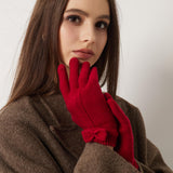 100% Pure Cashmere Gloves Winter Knit Bow Gloves