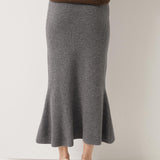 30% Cashmere 70% Merino Wool Knit Fishtail Skirt