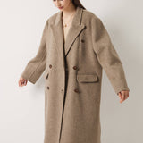 Double-Breasted 100% Merino Wool Long Coat