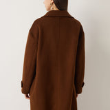 Double-Breasted 100% Merino Wool Mid Pea Coat