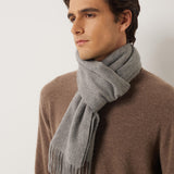 100% Cashmere Long Plaid Tassel Warm Knit Scarf