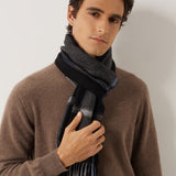 100% Cashmere Long Plaid Tassel Warm Knit Scarf