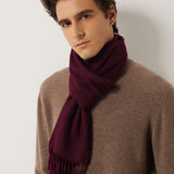 100% Cashmere Long Plaid Tassel Warm Knit Scarf