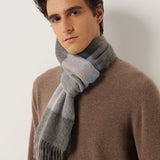 100% Cashmere Long Plaid Tassel Warm Knit Scarf