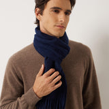 100% Cashmere Long Plaid Tassel Warm Knit Scarf