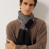 100% Cashmere Long Plaid Tassel Warm Knit Scarf