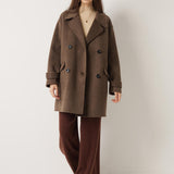 Double-Breasted 100% Merino Wool Mid Pea Coat