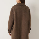Double-Breasted 100% Merino Wool Mid Pea Coat
