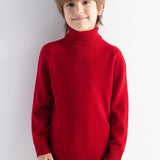 Boys 100% Merino Wool Sweater Fall Winter First-Line Ready to Wear Turtleneck Long Sleeve Seamless Knit Sweater