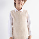 Boy's 100% Merino Wool Sweater Vest 2025 Fall Winter Casual Crewneck Sleeveless Knit Sweater Vest