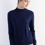 Women's Merino Wool Sweater 2025 Fall Winter Mock Neck Long Sleeve First-Line Ready to Wear Seamless Knit Sweater