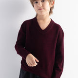 Boy's 100% Merino Wool Sweater 2025 Fall Winter First-Line Ready to Wear V Neck Long Sleeve Seamless Knit Sweater