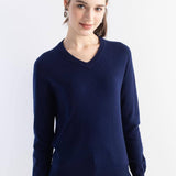 Women's Merino Wool Sweater 2025 Fall Winter V Neck Long Sleeve First-Line Ready to Wear Seamless Knit Sweater