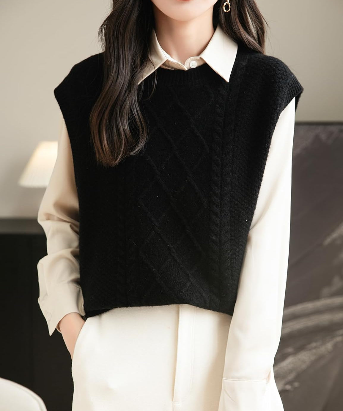 100% Merino Wool Crewneck Sweater Vest