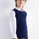 Boy's 100% Merino Wool Sweater Vest 2025 Fall Winter Casual Crewneck Sleeveless Knit Sweater Vest