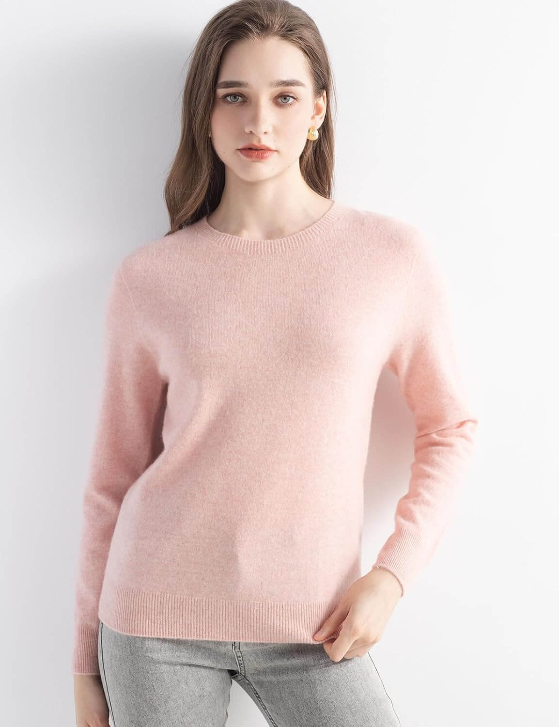 Women's 100% Pure Cashmere Sweater 2025 Fall Winter Crew Neck Long Sleeve Warm Soft Knitted Pullover