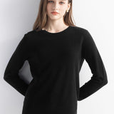 100% 메리노 울 심리스 크루넥 스웨터