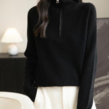 Chanyarn Women's 100% Merino Wool Sweater 2025 Fall Winter 1/4 Zip Pullover Casual Long Sleeve Knit Sweater Tops