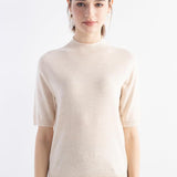 Women's Merino Wool Sweater 2025 Fall Winter Mock Neck Short Sleeve First-Line Ready to Wear Seamless Knit Sweater