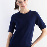 Women's Merino Wool Sweater 2025 Fall Winter Crew Neck Short Sleeve First-Line Ready to Wear Seamless Knit Sweater