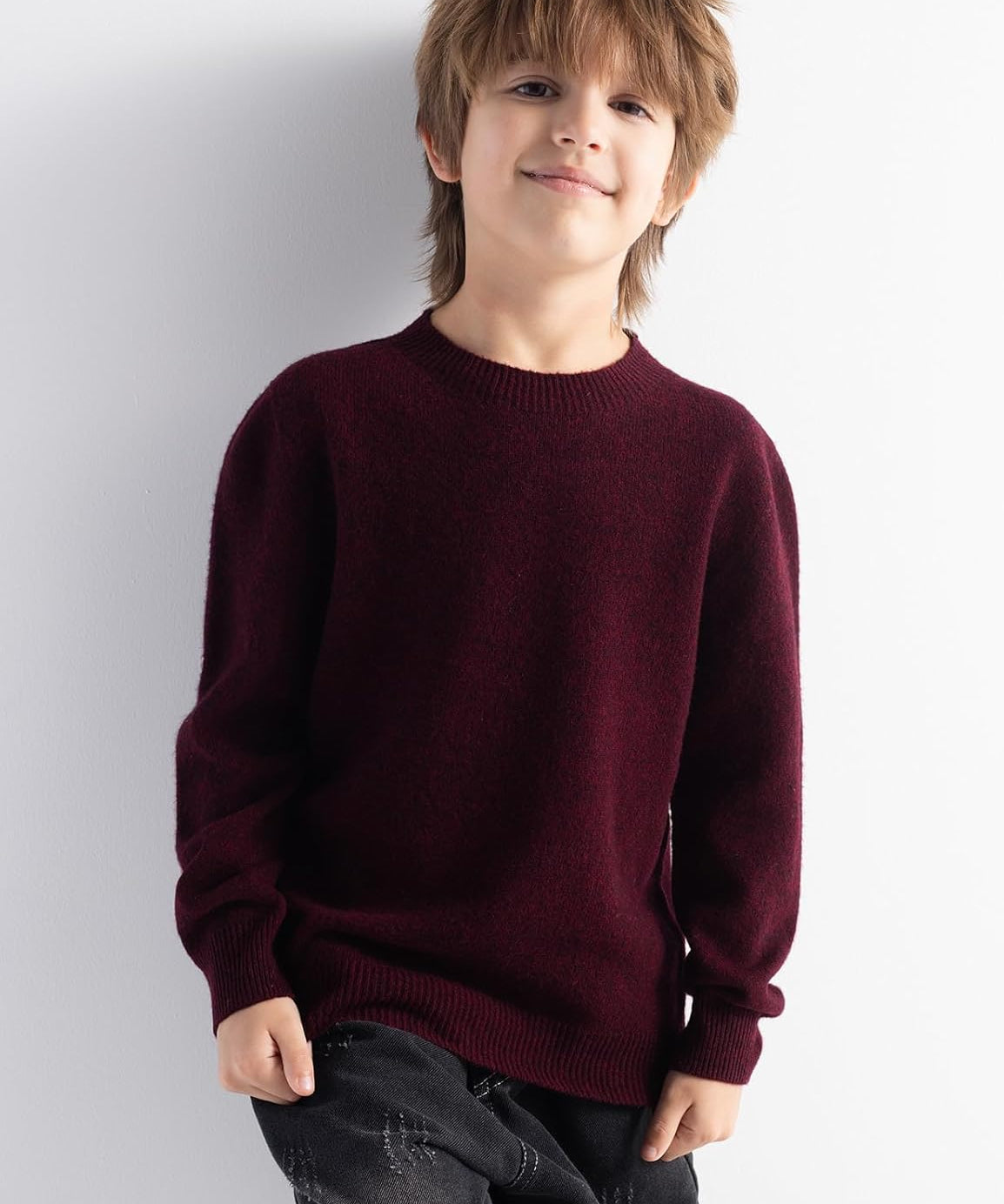 Boys' 100% Merino Wool Seamless Crewneck Sweater