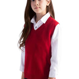 Boys & Girls 100% Merino Wool V-Neck Sleeveless Knit Sweater Vest