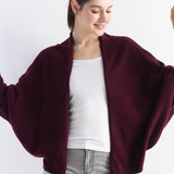 Pull de cardigan de laine mérinos pour femmes 2025 Automne l'hiver ouvert Front Batwing Sleeve Salouch Souchy Cardigan Pull