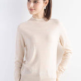 Women's Merino Wool Sweater 2025 Fall Winter Mock Neck Long Sleeve First-Line Ready to Wear Seamless Knit Sweater