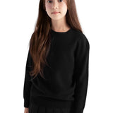 Suéter feminino 100% lã Merino com gola redonda sem costura