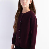 Girls 100% Merino Wool Cardigan Fall Winter First-Line Ready to Wear Crewneck Long Sleeve Seamless Sweater