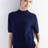 Women's Merino Wool Sweater 2025 Fall Winter Mock Neck Short Sleeve First-Line Ready to Wear Seamless Knit Sweater